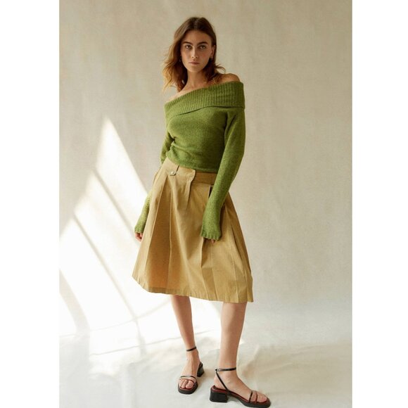 Silence + Noise Claudia Knitted Bardot Top, Urban Outfitters, Olive Green, Small - Picture 3 of 10